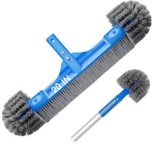 lot 1781 image: TidyMister Pool Brush for Cleaning Pool Walls, 20 Pool Brush Head with Detachable Side Brush Nylon Bristles Pool Scrub Brush for Above Ground Pools Ingound Pools, Safe for Vinyl Liner
