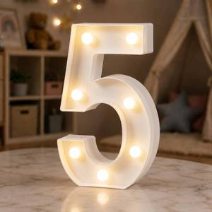 lot 2077 image: HXWEIYE Light Up Numbers 5, 8.58 Inch Battery Opearted, 7 LEDs