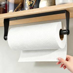 lot 2087 image: GOWODOOO Paper Towel Holder Under Cabinet for Kitchen,Black Stainless Steel SUS304 Kitchen Roll Holder,Self-Adhesive or Drilling,Wall Mounted & Under Cabinet Paper Towel Holder for Bathroom,Laundry,RV