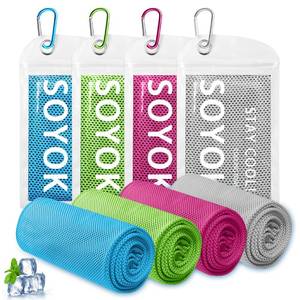 lot 2095 image: A 4 Packs Cooling Towel, 40 x 12 Microfiber Cooling Towels for Neck and Face, Soft Breathable Gym Towel for Working Out with Waterproof Bag & Carabiner, Sweat Towels for Running, Yoga, Travel, Climb