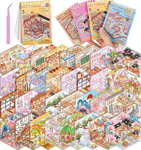 lot 2100 image: A 32 Sets Pocket DIY 3D Sticker Scene for Kids Fun DIY Sticker Scene