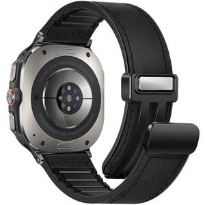 lot 2103 image: WestEagle Magnetic Leather Watch Band Compatible with Samsung Galaxy Watch Ultra 47mm (20252024) Magnetic Buckle Design Adjustable Classic Wristbands Replacement Straps for Men and Women, Black