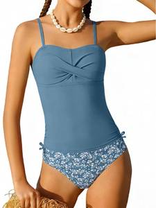 lot 2110 image: KOMEIANA Girls Tankini Swimsuit 2 Piece Criss Cross Bathing Suit Age 9-16