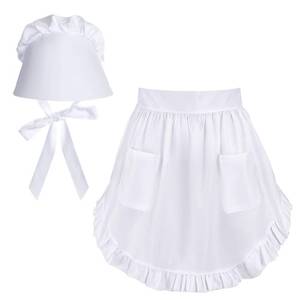 lot 2118 image: Haakong Colonial Costume Women Halloween Maid Costume White Colonial Bonnet Cap Ruffle Maid Apron Halloween Cosplay (Retro)