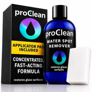 lot 2119 image: GlasWeld ProClean Hard Water Stain Remover for Glass & Metal �� Non-Acid Water Spot Remover with Applicator Pad for Glass, Car Windshield, Shower, Mirror & Boat Windows - Bathroom Cleaning Supplies
