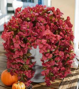 lot 2125 image: Bougainvillea Artificial Flowers for Outdoors Fake Plants Fall Autumn Decor, 2 pcs Faux Long Trailing Vines UV Resistant Look Real Red Silk Flowers for Outside Planter Front Door Porch Urn Yard Patio
