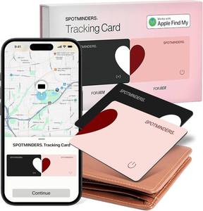 lot 2132 image: SPOTMINDERS Apple MFi Certified Wallet Tracker 2-Pack Black & Pink (iOS Only) Travel Pack for Couples 0.07in Works with Apple Find My Rechargeable Tracking Card Slim Item Finder for Luggage, Passport