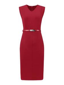 lot 2139 image: Hobemty Womens Sleeveless 2026 Funeral Dress V-Neck Office Sheath Dresses with Belt Medium Red