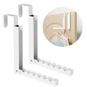 lot 2140 image: BAKON Over The Door Hanger Folding Clothes Drying Rack, Folding Hanging Coat Rack for Indoor Laundry Room Compact Small Space Foldable Portable Clothing Hanger Hook Collapsible- 2 Pack