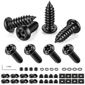lot 2147 image: LivTee Anti Theft License Plate Screws Kits for Securing Frames and Covers, M6 (14) Tamper Proof Screws, Fastener Nut, Caps Cover for Front Rear Frame Holder Mounting - Black