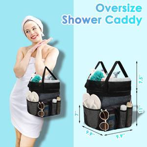 lot 2153 image: Fammart Mesh Shower Caddy Portable with Drawstring, Dorm Room Essentials for College Girls Guys, 8-Pocket Extra Large Shower Bag Basket Tote for Camping Beach Gym Travel Toiletry Bathroom
