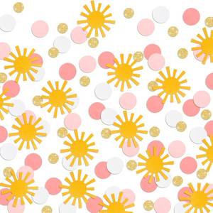 lot 2169 image: Sun Confetti Golden Pink White 1st Girls Birthday Supplies 150 Pcs