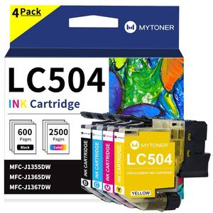 lot 2192 image: MYTONER Compatible LC504 Ink Cartridge Replaced for Brother LC504 4PK