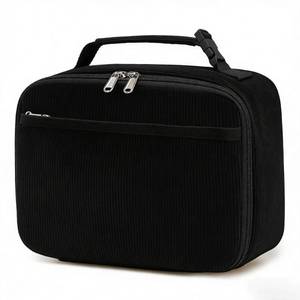 lot 2193 image: GODWOODS Cute Lunch Bag for Women & Men Corduroy Small Lunch Box with Cooler & Organizer Compartments Insulated Lunch Tote Bag for Travel Work (Black)