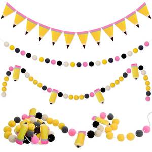 lot 2194 image: Irenare 3 Pcs Pencil Felt Banner Back to School 8.2 ft,Pennant