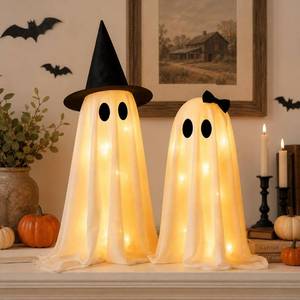 lot 7820 image: Entrq Light Up Ghost Decorations Set 21.5 & 16