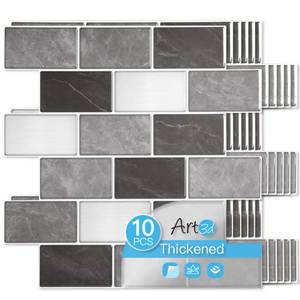 lot 7822 image: Art3d Peel and Stick Subway Tiles Granite 12x12 10-Pack