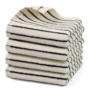 lot 7842 image: Jacquotha Hand Towels 4 Pack, Cotton, Black Stripe