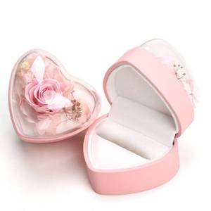 lot 8144 image: Hsiwto Heart-Shaped Preserved Flower Ring Box, Pink