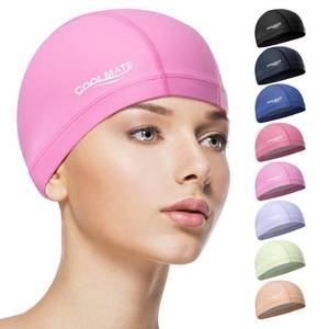 lot 8192 image: CoolMate Fabric Swim Cap for Women, Light Pink, M