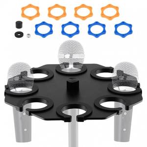 lot 8222 image: Lifexciting 8-Mic Stand Holder Tray Carbon Steel
