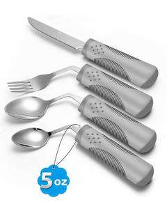 lot 8227 image: BaseSmall Adaptive Utensils 4-Piece Set Weighted 5 oz