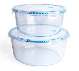 lot 9902 image: HUSANMP Large Borosilicate Tempered Glass Food Storage Containers with BPA-Free Lids, 2 Pack Round Airtight Food Containers (100oz64oz). Microwave, Oven, Freezer and Dishwasher Safe.