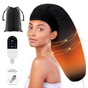 lot 9909 image: Heated Cap for Deep Conditioning Upgraded Extra Large 10-Level Fast Heating 3 Time Settings Hair Steamer Cap for Natural Black Hair Portable Thermal Steam Cap for Home Hair Treatment - Deep Black