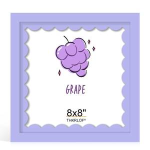 lot 9916 image: THKRLOF 8x8 Picture Frame with Real Glass, Colorful Solid Wood Photo Frames with Wavy Mat for Tabletop and Wall Hanging, Purple, 1 Pack