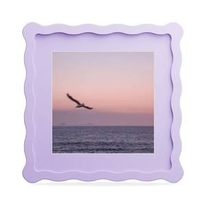 lot 9917 image: THKRLOF 8x8 Picture Frame with Mat for 6x6, Wavy Edge Wooden Real Glass Photo Frame for Tabletop and Wall Hanging, Purple, 1 Pack