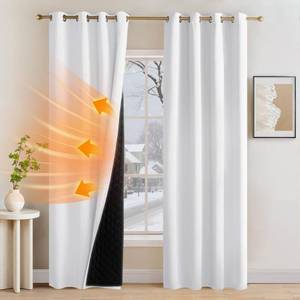 lot 9923 image: NICETOWN White Blackout Sound Dampening Curtains 84 Inches Long 2 Panels