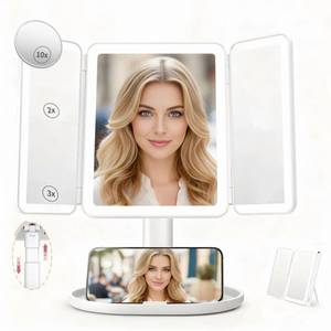 lot 9926 image: 2X3X10X Makeup Mirror with Lighting��Trifold Magnifying Vanity Mirror