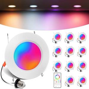 lot 9935 image: VARICART Smart Recessed Lighting 6 Inch, RGBCW Color Changing Can Light Bluetooth Connect, Flicker Free, 13W 1300LM, Dimmable Retrofit Downlight Compatible with Alexa Voice & App Control, 12 Pack