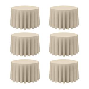 lot 9943 image: BRILLMAX 6 Pack Beige Round Tablecloths 108 Inch for 48 Tables