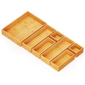 lot 9946 image: SpaceAid 7-Piece Bamboo Drawer Organizer Storage Boxes Set, Wood Tray Junk Drawer Organizers Multi-Use Divider Bins for Kitchen, Bathroom, Office Desk and Makeup Organization (7 Pack, Natural)