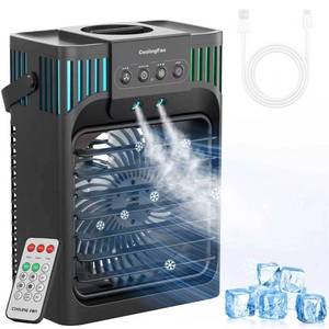 lot 9953 image: Portable Air Conditioners,4-in-1 Evaporative Air Cooler with 3 Speeds, 3 Modes & 7 LED Light Cooling Fan with Remote, 2-8H Timer, 1200ML Personal Mini Air Conditioner for Bedroom and Office