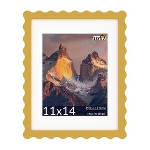 lot 9966 image: SZYUU 11x14 Wavy Picture Frame with Real Glass, Tabletop & Wall Mount