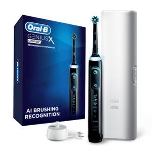 lot 9968 image: Oral-B Genius X Limited Rechargeable Electric Toothbrush with 1 Replacement Brush Head, Travel Case, Midnight Black