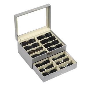 lot 9970 image: AUTOARK Leather 16 Piece Eyeglasses Storage Case Organizer,Grey,AW-165