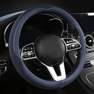 lot 9984 image: LKWLIKEI Car Steering Wheel Cover, Universal 15 inch, The Latest Microfiber Leather Breathable Technology Fabric, Non-Slip, Comfortable, Warm in Winter and Cool in Summer, Blue