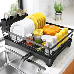 lot 9994 image: SNTD Dish Drying Rack for Kitchen Counter, 11.8 W x 16.7 L, Black