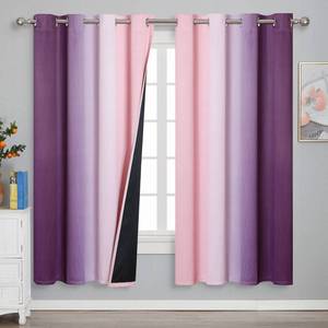 lot 9996 image: Pink and Purple Ombre Blackout Curtains for Girls Bedroom 72 Inches Long