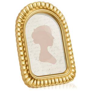 lot 10343 image: AceOrbit 4x6 Inch Gold Petal Arched Picture Frame Vintage Scalloped