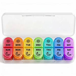 lot 10349 image: Odaro Weekly AM PM Pill Organizer 2 Times a Day, Removable Trays, White