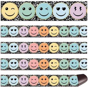 lot 10350 image: Ireer 24 Pcs Pastel Smile Face Magnetic Borders for Classroom Whiteboard