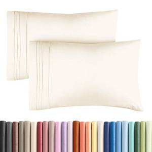 lot 10352 image: Standard Pillow Cases Set of 2 - Ultra Soft Pillowcase Covers - Off White