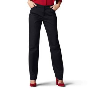 lot 10365 image: Lee Womens Wrinkle Free Relaxed Fit Straight Leg Pant, Black, 14 Short