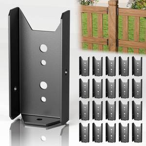 lot 10375 image: 20 Pcs 2x4 Fence Brackets for Wood Black - 18 Gauge Deck Railing Brackets for 2X4, Fb26 Fence Brackets, Deck Railing Connectors 2x4