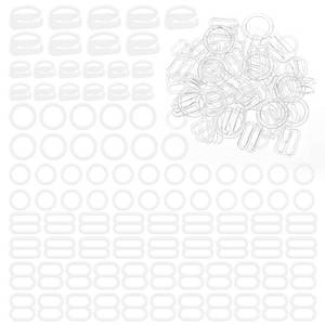lot 10378 image: 60 Pcs Bra Strap Hooks Assorted Size Styles Dress Strap Clip Bra Strap Shortener Adjusters for Straps, Small Clear Strap Adjuster for Sewing Bikini Halter Swimsuit Tops Lingerie Rings Suit