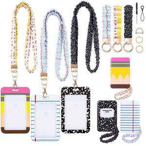 lot 10388 image: Sabary 3 Packs Teacher Scrunchie Lanyard with ID Holder Keychain Set